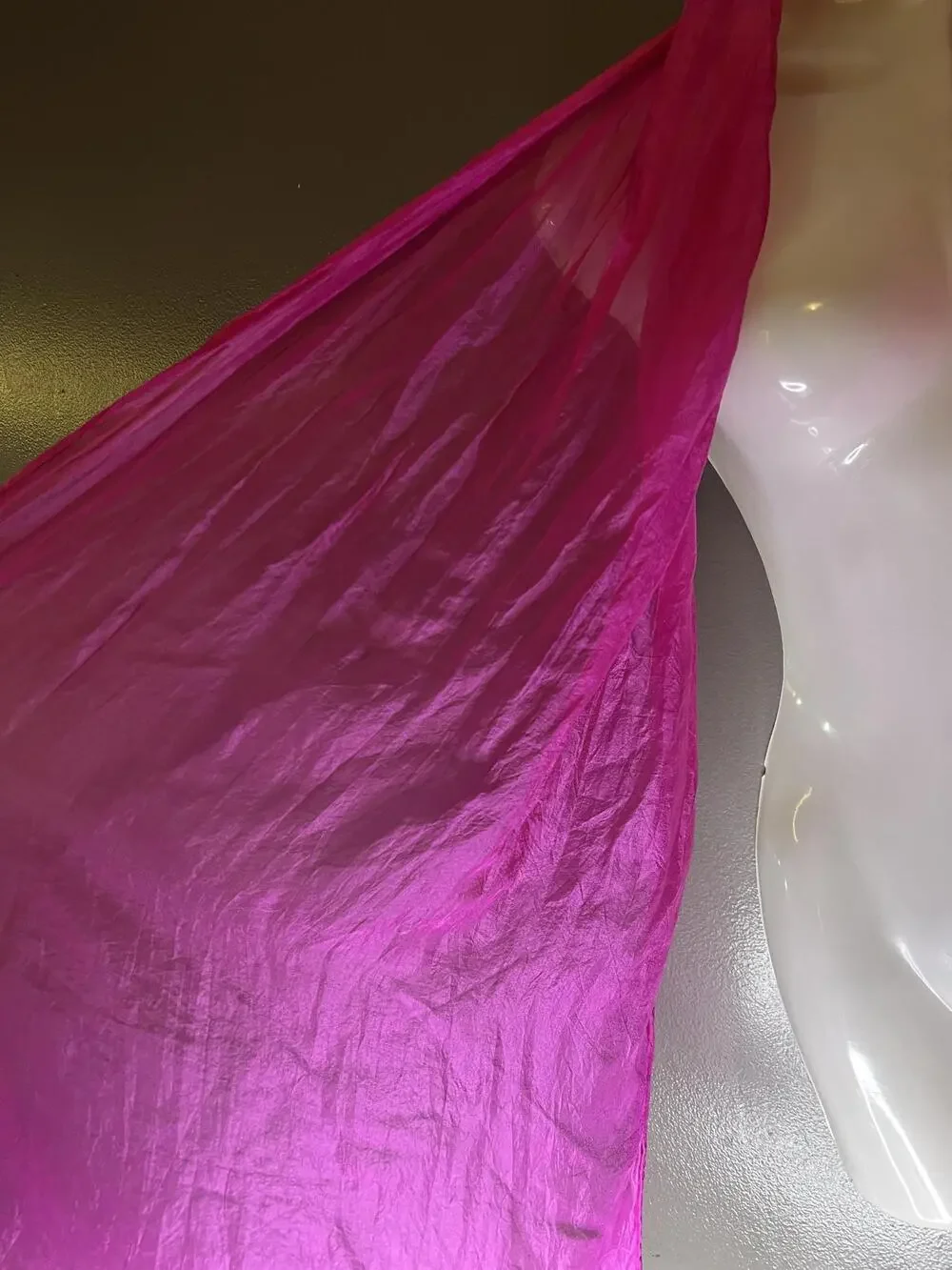 Pink Silk Scarf Womens One Size Sheer Crinkle Chiffon Rectangle Wrap Shawl India